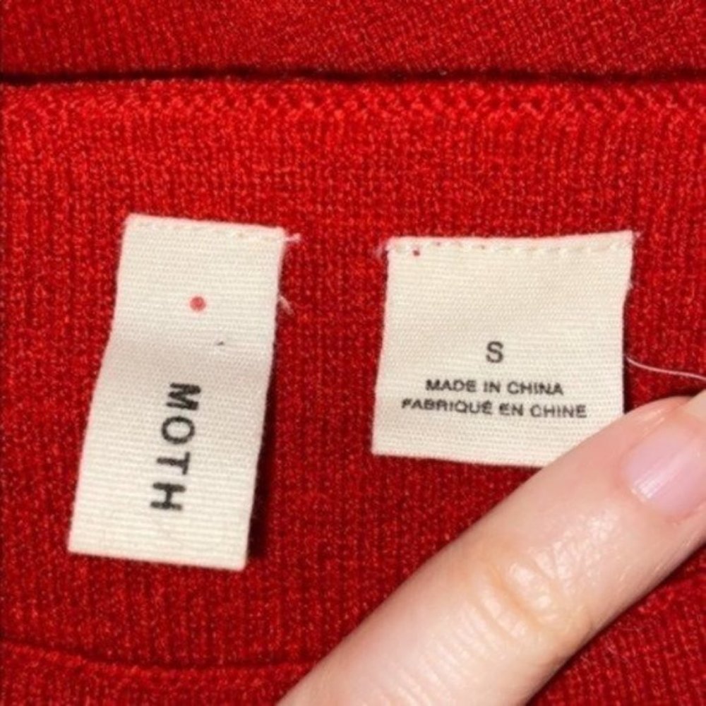 Anthropologie Moth Chester Bell Sleeve Red Mid Length Dress Size Small - Picture 8 of 10